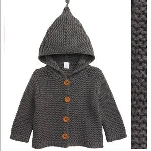 Knit hooded cardigan, 3 mo